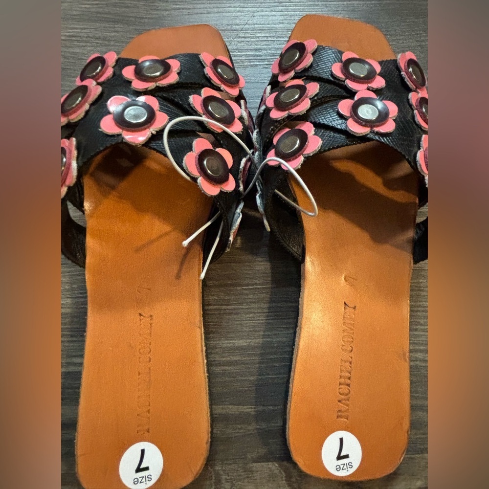 NEW Rachel Comey Acta Sandals Pink Flowers Criss Cross Slides - Picture 5 of 5